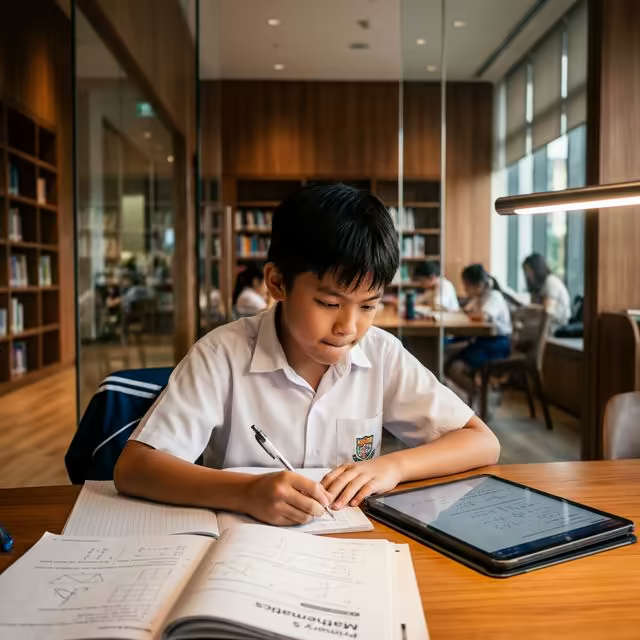 Student studying intensely